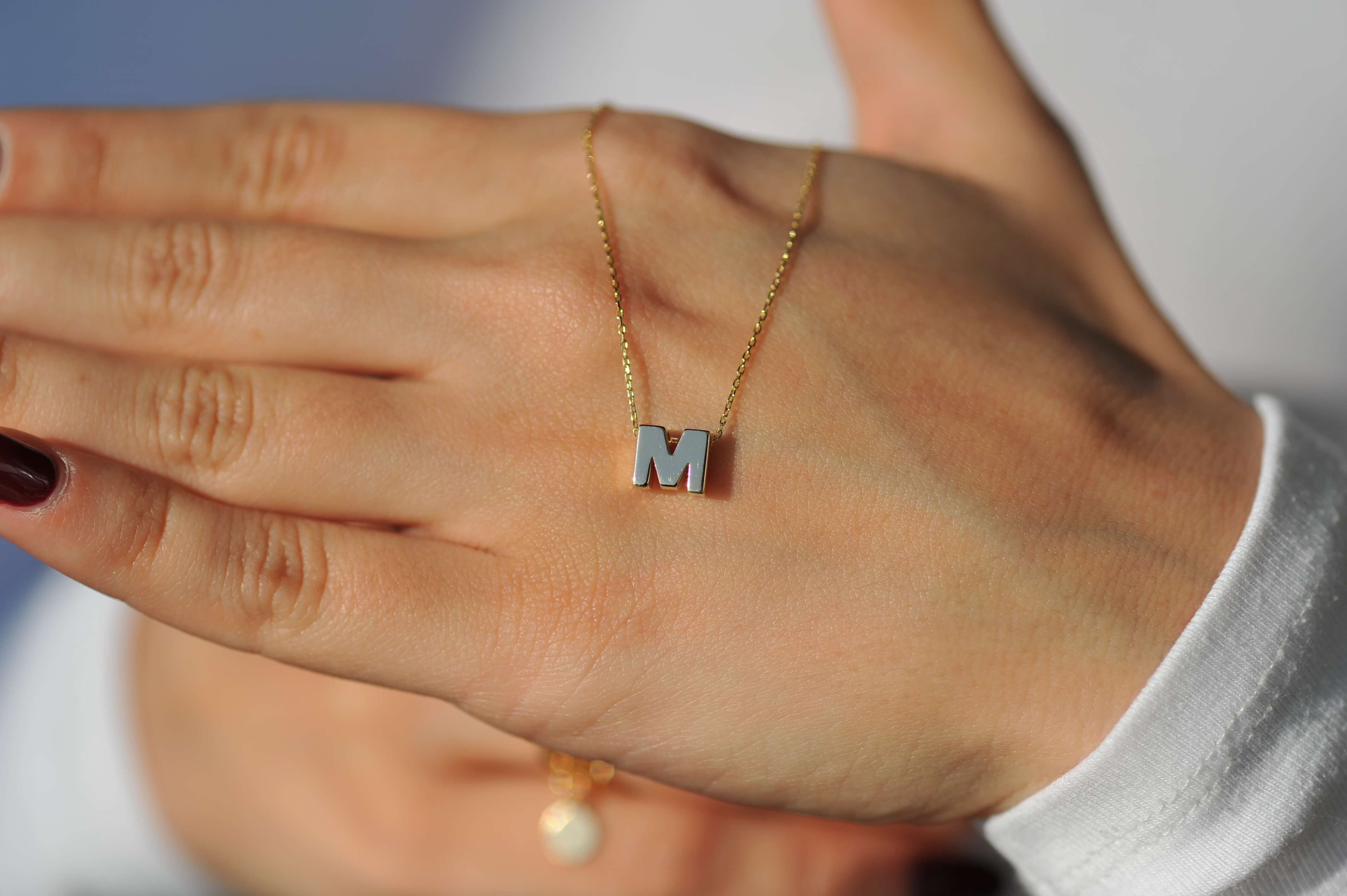 14K Gold Dainty Initial Necklace